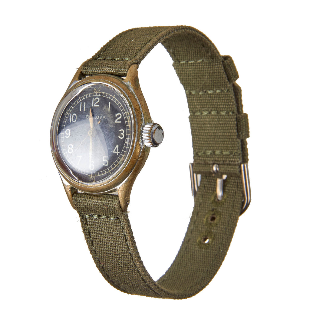 Original U.S. WWII 1943 Type A-11 USAAF Wrist Watch by Bulova with Replacement Case - Fully Functional Original Items
