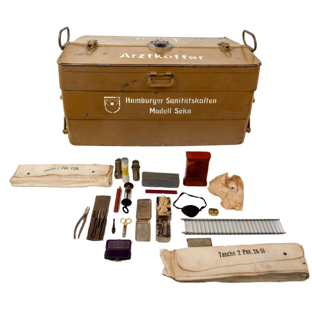 Original German WWII Organisation Todt Arztkoffer Doctor's Medical Chest with Period Supplies Original Items