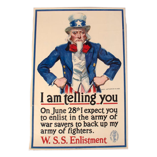 Original U.S. WWI Uncle Sam WSS Enlistment Poster by James Montgomery Flagg - 20 x 30” Original Items