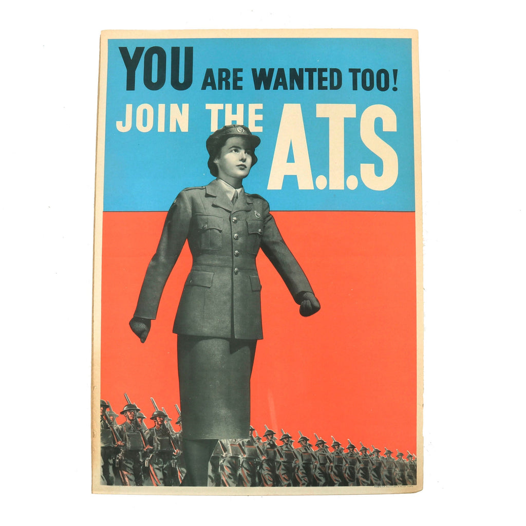 Original British WWII ATS Auxiliary Territorial Service Female Service Enlistment Poster - 20 x 30” Original Items