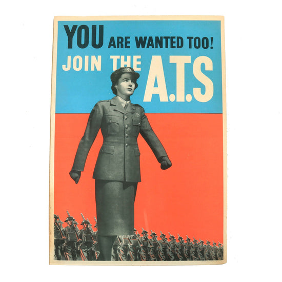 Original British WWII ATS Auxiliary Territorial Service Female Service Enlistment Poster - 20 x 30” Original Items