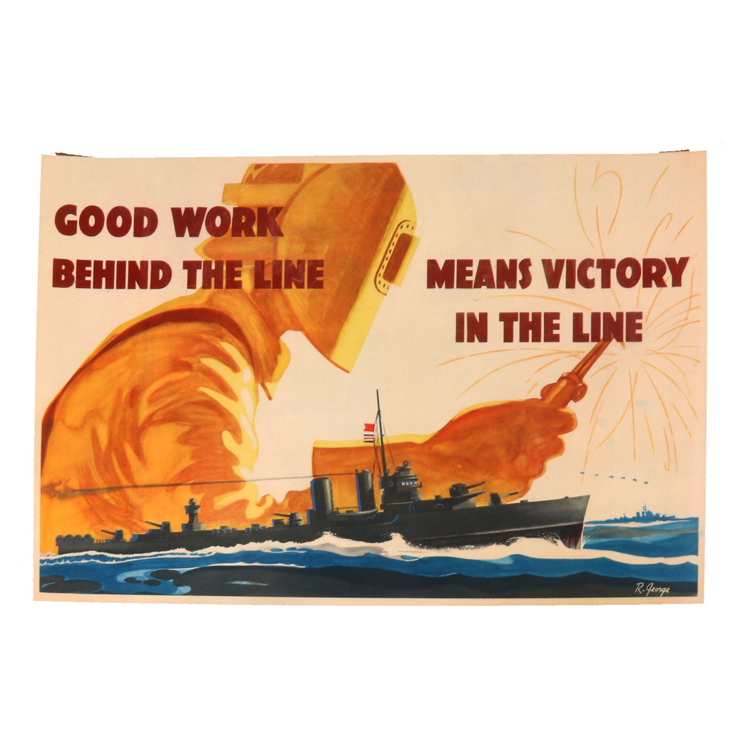 Original U.S. WWII Homefront Shipbuilding Production Propaganda Poster - 16½ x 24½” Original Items
