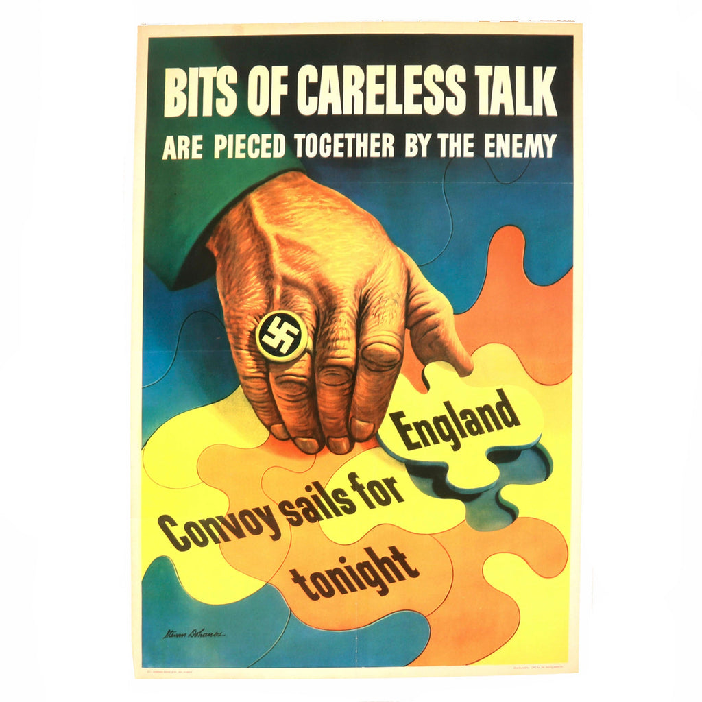 Original U.S. WWII Propaganda Poster - Bits Of Careless Talk Are Pieced Together By The Enemy - 20” x 28” Original Items