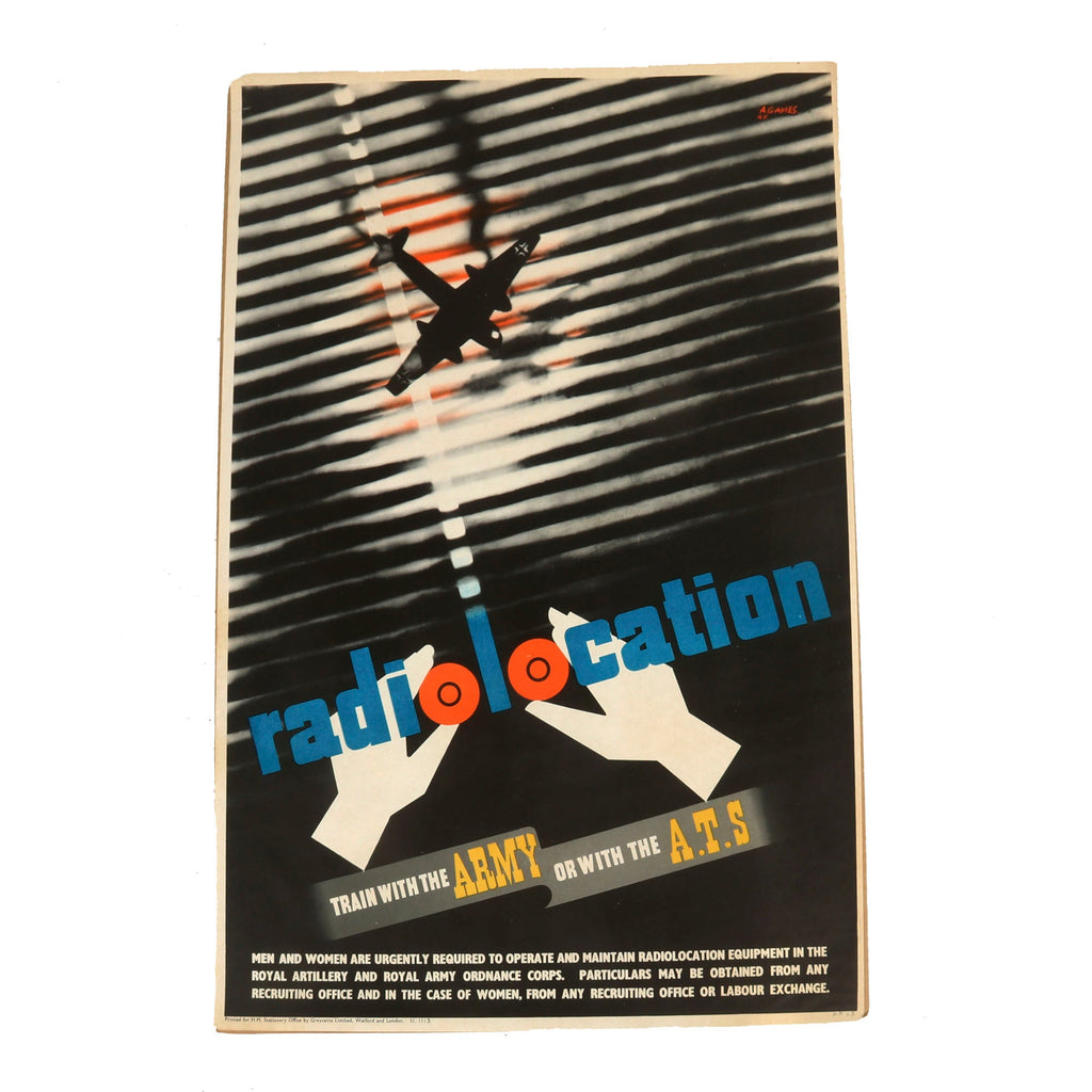 Original British WWII ATS Auxiliary Territorial Service Radiolocation Recruitment Poster - 20 x 30” Original Items