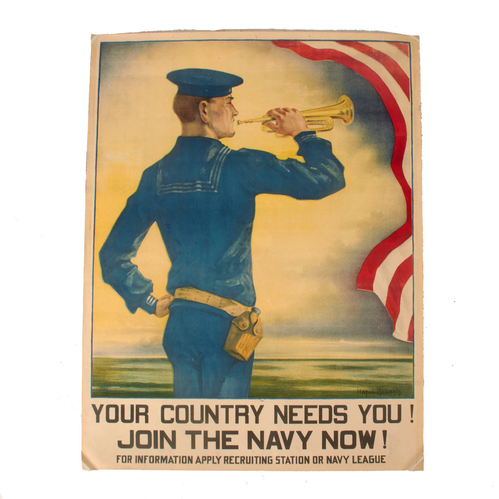 Original U.S. WWI Navy League “Your Country Needs You! Join the Navy Now!” Recruitment Poster - 19 x 24¾” Original Items