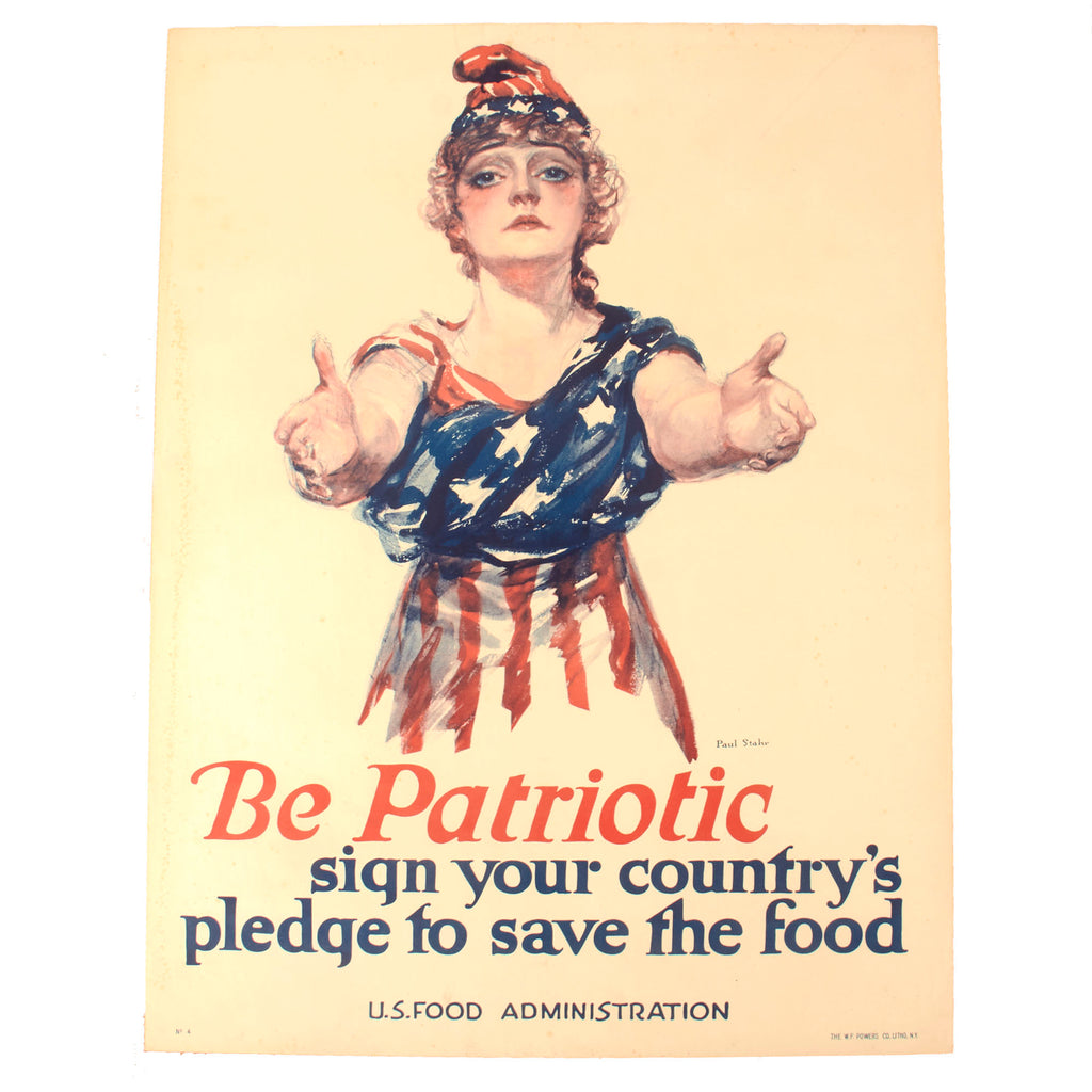 Original U.S. WWI United States Food Administration “Be Patriotic” Linen-Backed Propaganda Poster - 21 x 28 ⅞” Original Items