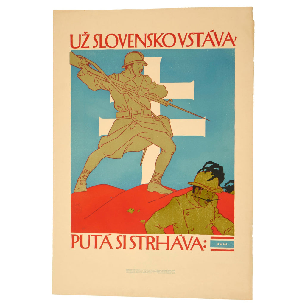 Original Czechoslovakian Very Rare WWI U.S. Printed 1918 Czech Legion Recruitment Propaganda Poster Printed by Wentworth Institute - 25 x 36” Original Items