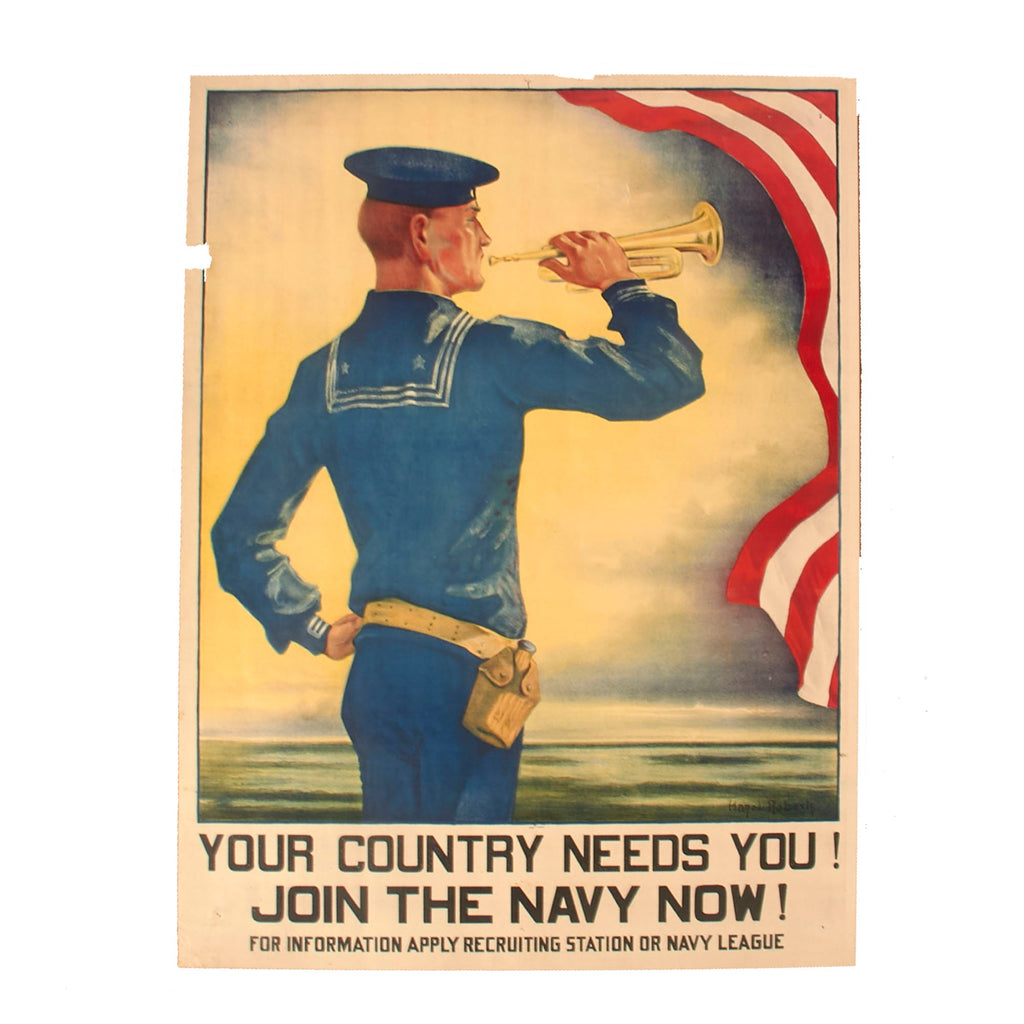Original U.S. WWI Navy League “Your Country Needs You! Join the Navy Now!” Recruitment Poster - 19 x 24¾” Original Items