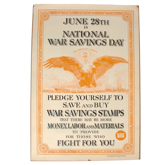 Original U.S. WWI National War Savings Day WSS Propaganda Poster - 21 x 32” Original Items