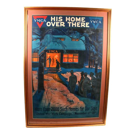 Original U.S. WWI Framed 1918 “His Home Over There” YMCA YWCA Poster by Albert Herter - 32 x 45½” Original Items