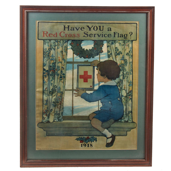 Original U.S. WWI Framed “Have YOU a Red Cross Service Flag?” American Red Cross Donation Poster - 27 x 34 ¼” Original Items