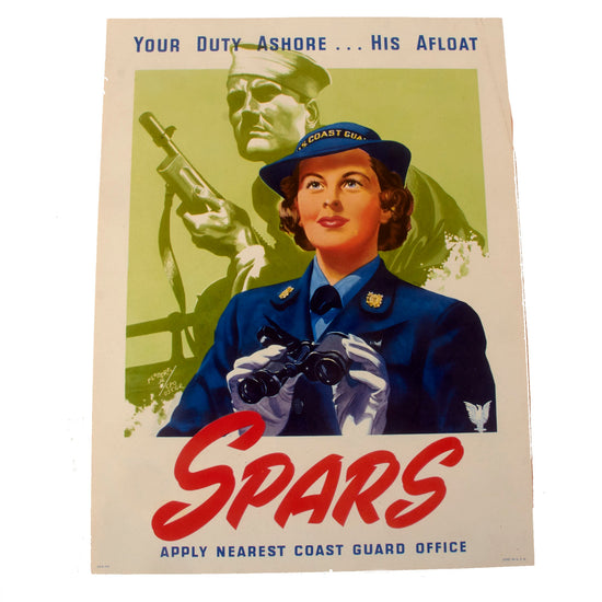 Original U.S. WWII United States Coast Guard (USCG) Women's Reserve SPARS Recruitment Poster - 10½ x 14” Original Items
