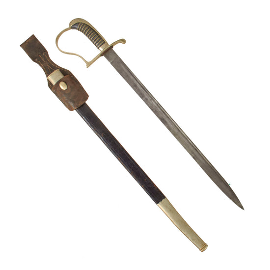 Original Imperial German WWI Era Unit-Marked Saxon Land Gendarmerie Rural Police Short Sword with Scabbard and Leather Frog Original Items