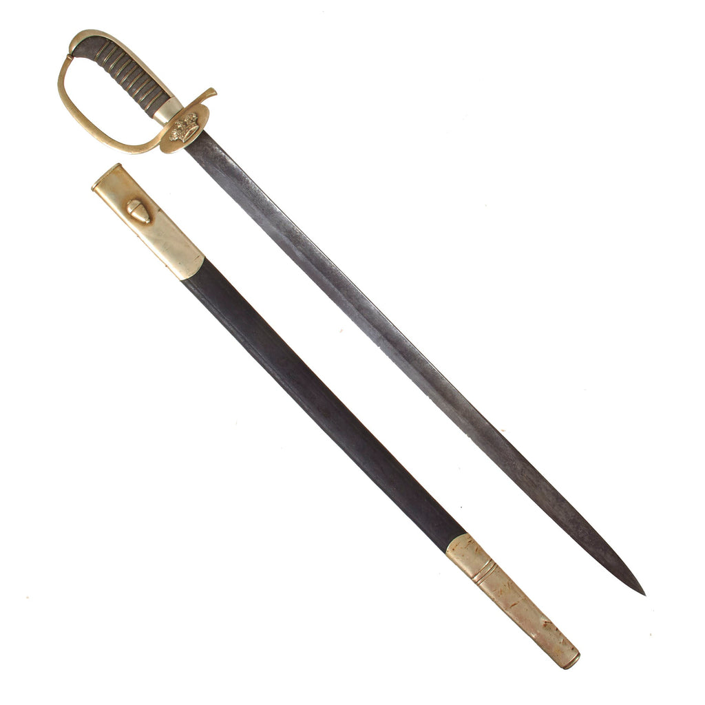 Original Imperial German Prussian Short Sword with Crown Scallop & Scabbard Original Items