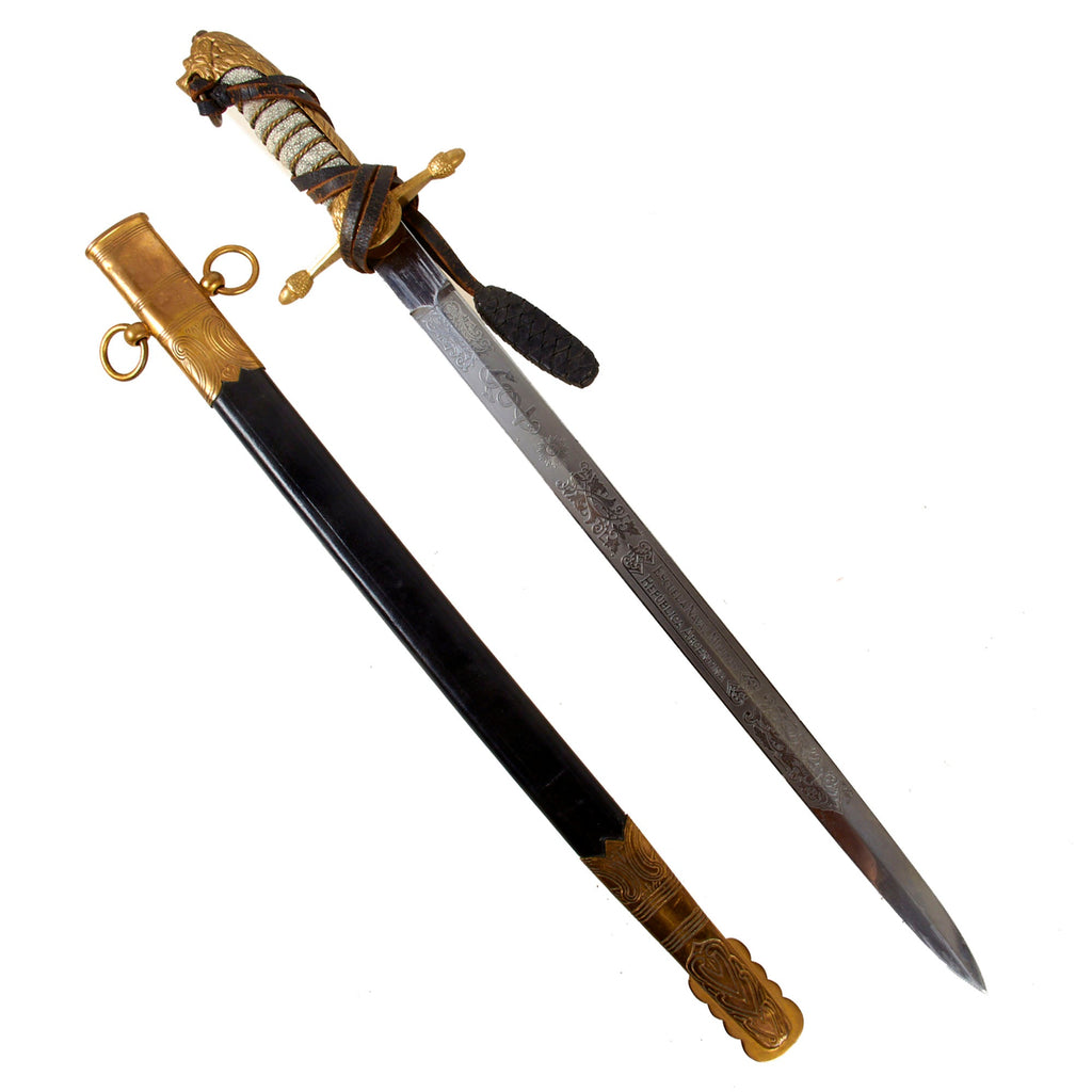 Original Argentina Pre-WWII Naval Academy Short Sword by Carl Eickhorn in Scabbard with Rayskin Grip & Leather Sword Knot - Escuela Naval Militar Original Items