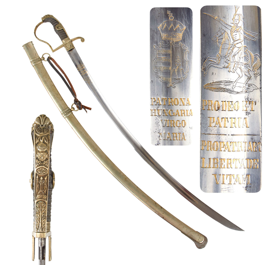 Original Hungarian Pre-WWI Hussar Officer’s Sword with Gorgeous Blade Engraving & Scabbard Original Items
