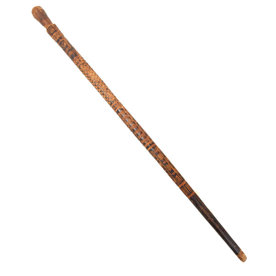 Original German WWII Eastern Front Hand Carved Wolchow Stock Walking Stick Marked Ozscha Original Items