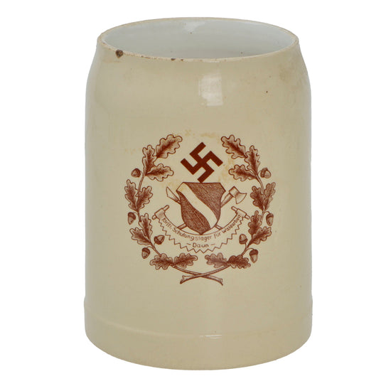 Original German Pre-WWII Forestry Construction Training Camp Beer Stein - No Lid Original Items