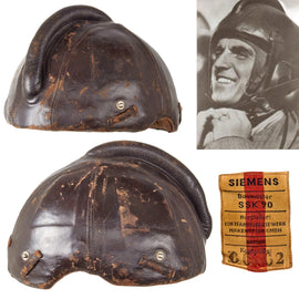Original German WWII Pilot Flight Protection Helmet SSK 90 by Siemens - Size 60-62 - Missing Straps