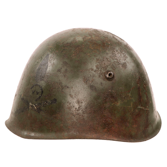 Original WWII Italian M33 Helmet with Artillery Stencil - Full Liner & Partial Chinstrap
