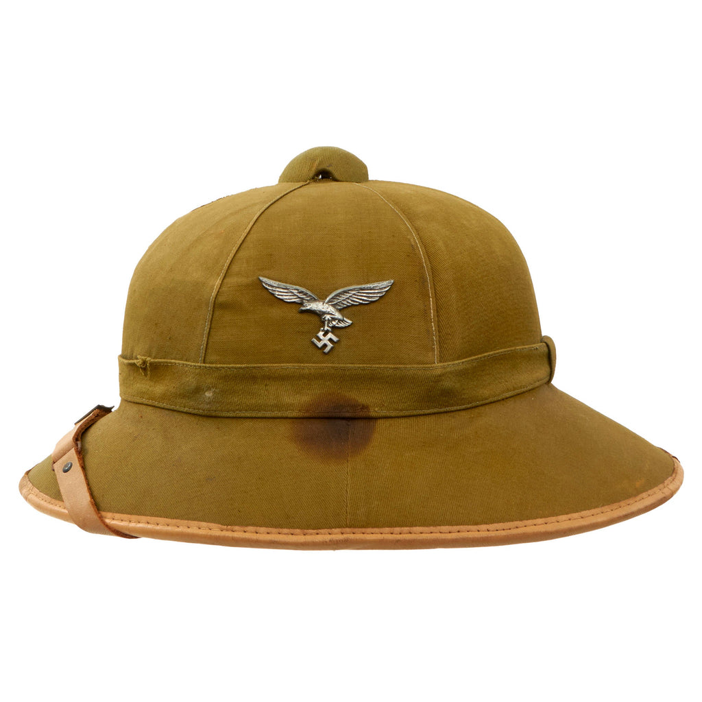 Original German WWII First Model Luftwaffe DAK Afrikakorps Green Tropical Sun Helmet - Size 58 - Dated 1943 Original Items