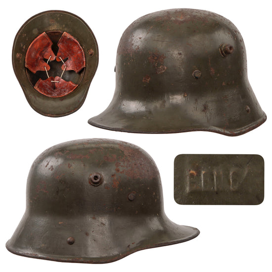 Original Imperial German WWI M16 Stahlhelm Helmet with Liner by Gebrüder Bing A.G. - Very Rare Maker Original Items