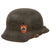 Original German WWII Double Decal NSDAP Civic Police M42 Steel Combat Helmet with 1942 Dated 54cm Liner and Chinstrap - Stamped EF62 Original Items