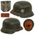 Original German WWII Heer Army M35 Single Decal Textured Paint Steel Helmet with 1944 Dated 56cm Liner and Chinstrap - Size 64 Shell Original Items