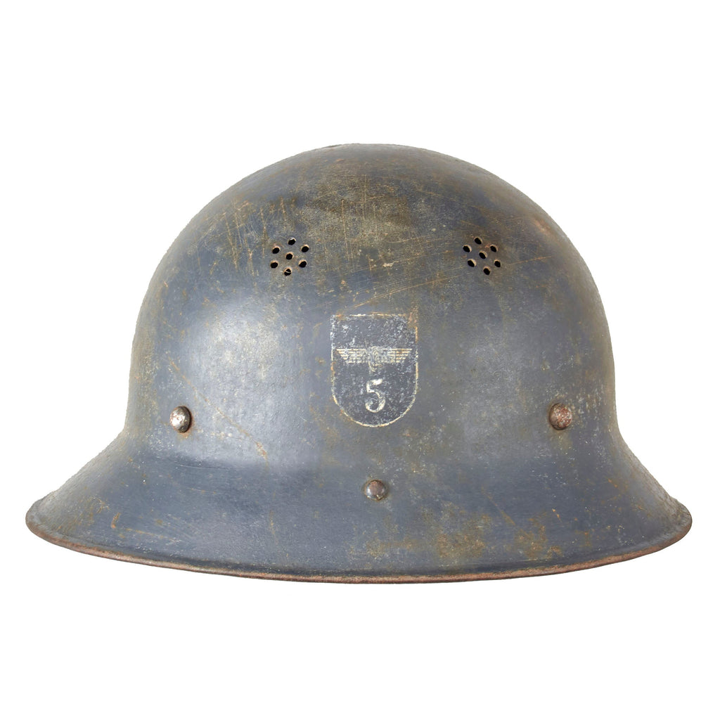 Original German WWII Rare DRB Bahnschutzpolizei Railway Police Reissued Czech Vz.29 Steel Helmet with Liner Original Items
