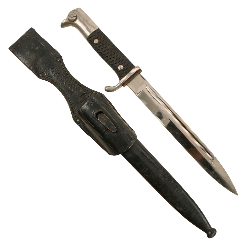 Original German WWII Heer 98k Short Dress Bayonet by Ernst Pack & Söhne with Scabbard and Frog