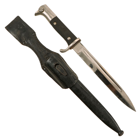 Original German WWII Heer 98k Short Dress Bayonet by Ernst Pack & Söhne with Scabbard and Frog