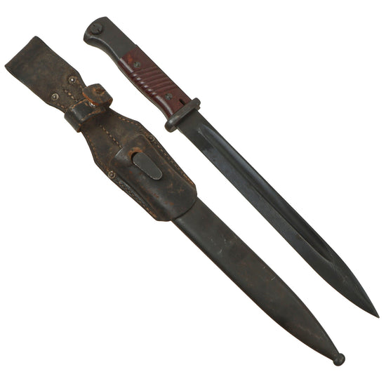 Original German WWII Commercial 98k Bayonet Marked W and H on Tang with Scabbard and Frog Original Items