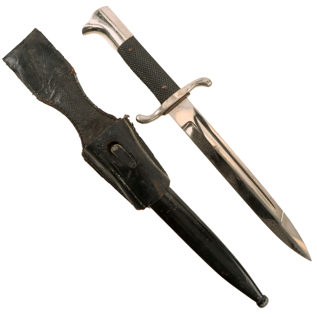 Original German WWII Fireman's Short Dress Bayonet by Carl Eickhorn of Solingen with Scabbard and Frog Original Items