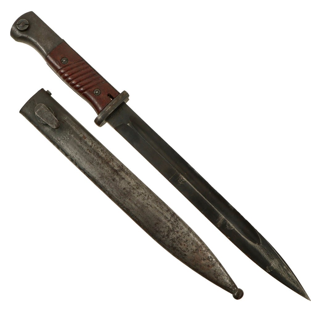 Original German WWII 98k 1944 dated Bayonet by Alcoso-Werk with Scabbard - Matching Serial 1762 i Original Items