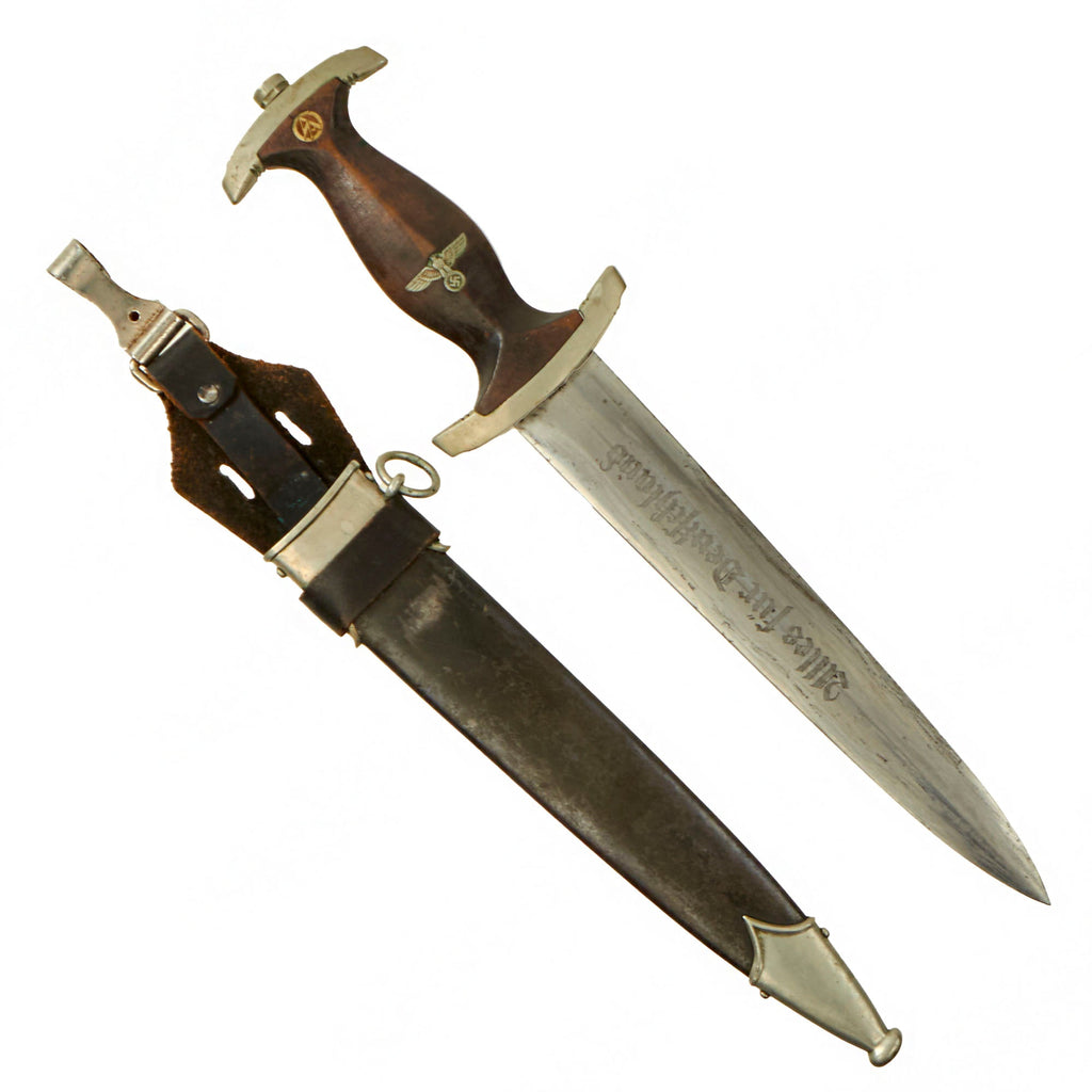 Original German Early WWII NSKK Dagger by Eduard Wüsthof of Solingen with Scabbard and Rare Vertical Hanger Original Items