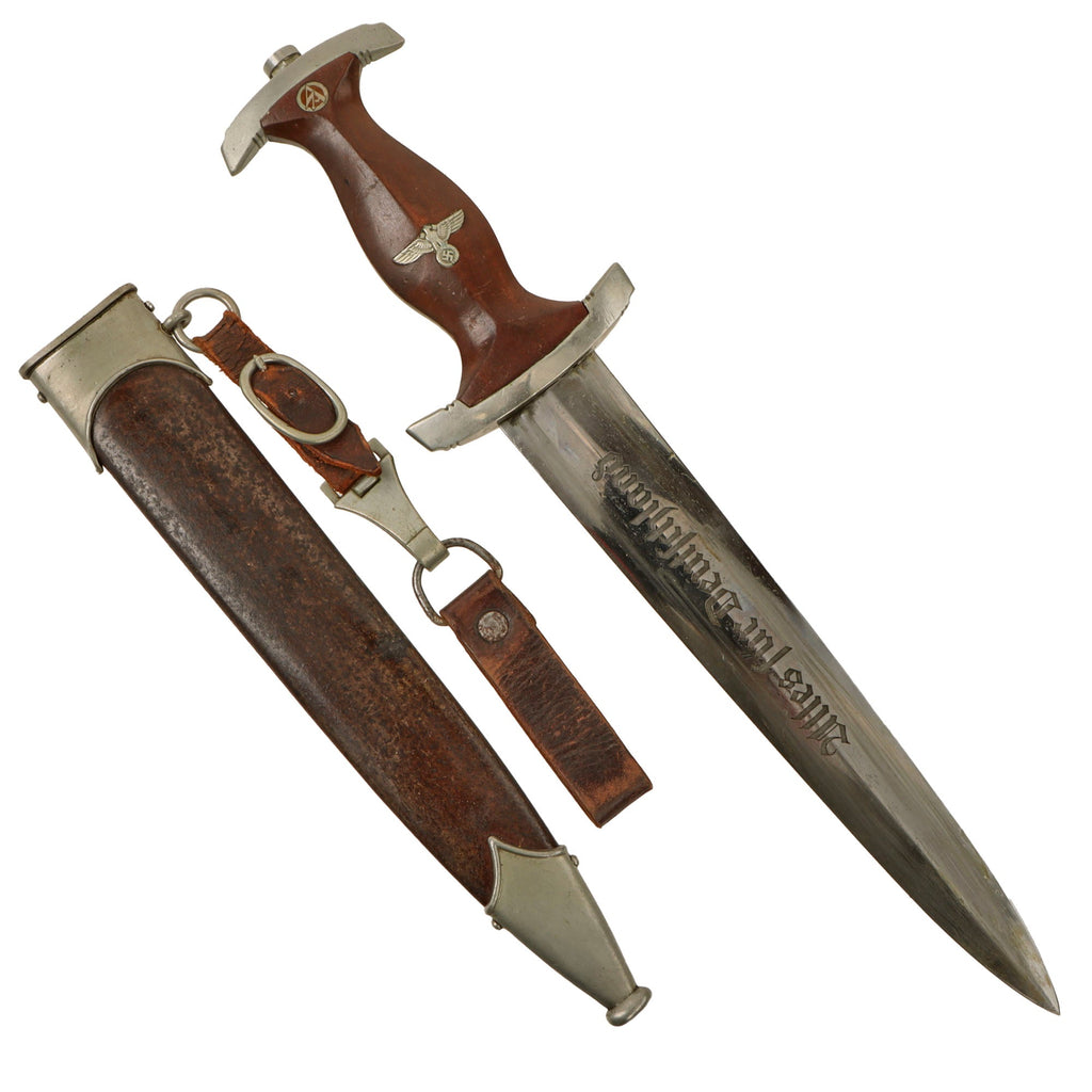 Original German Early WWII SA Dagger by Rare Maker Undine - Cuno Meissenburg with Scabbard, Hanger, and Belt Loop - McSARR Rarity Rated 8 of 10 Original Items