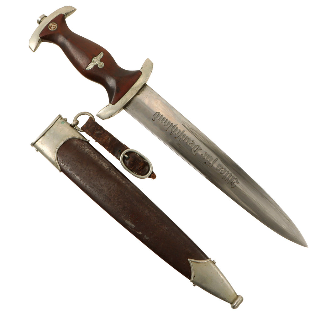 Original German Early WWII Unit Numbered SA Dagger by Rare Maker J.A. Henckels Zwillingswerk with Scabbard and Hanger Original Items