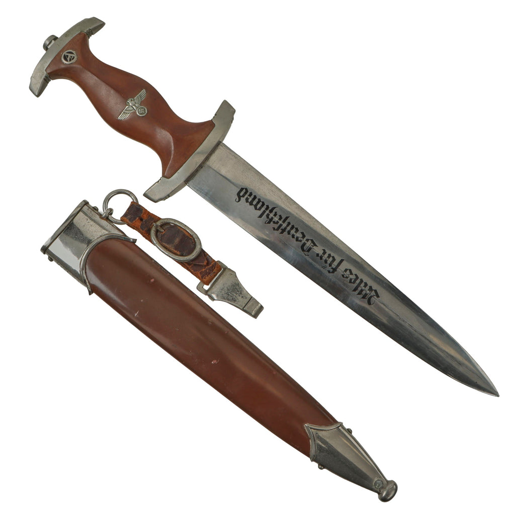 Original German Early WWII SA Dagger by Rare Maker Gebrüder Berns with Replaced Scabbard and Hanger Original Items