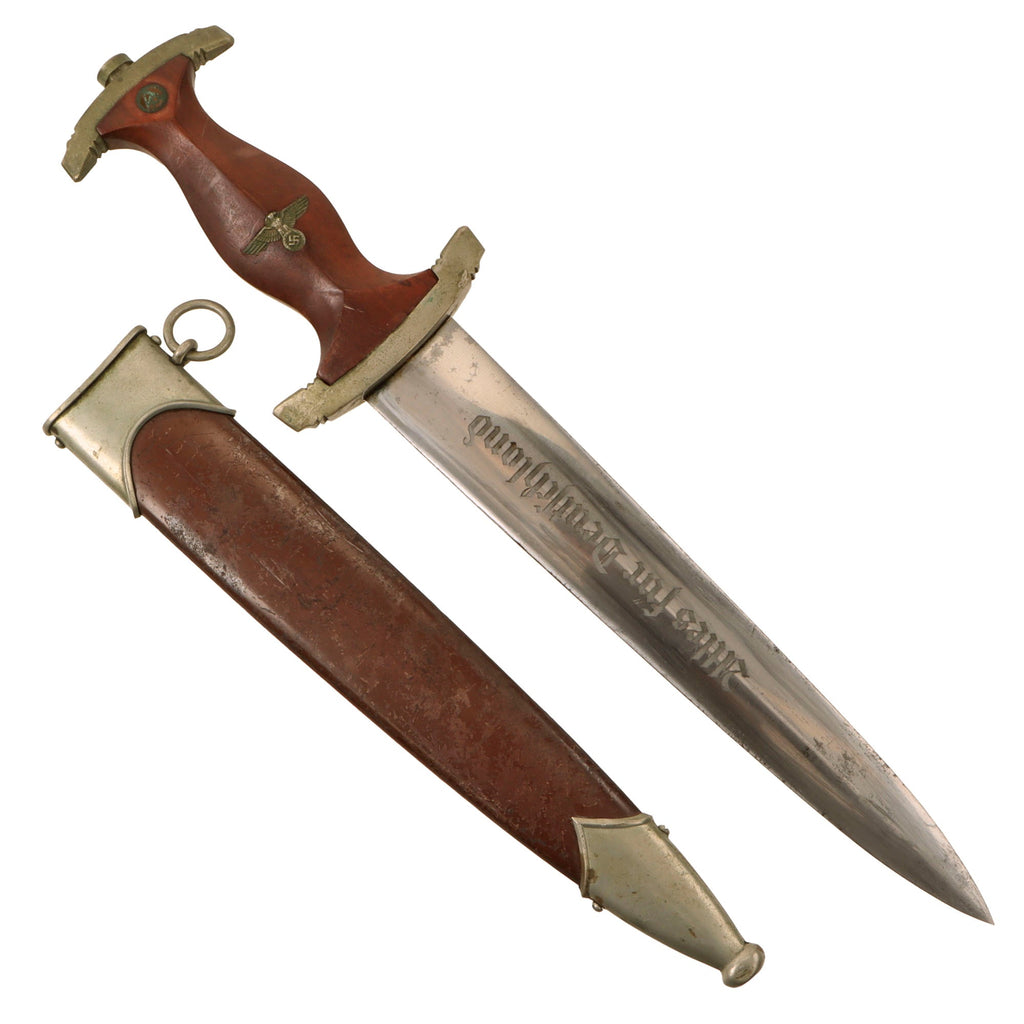 Original German Early WWII SA Dagger by Rare Maker Gebrüder Becker of Solingen with Scabbard Original Items