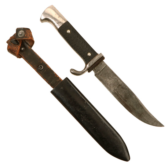 Original German WWII Private Purchase HJ Style Bowie Knife by Rare Maker Hartkopf & Co. with Scabbard Original Items