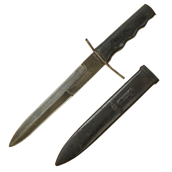 Original Italian WWII M.V.S.N. Fascist Militia Blackshirts 2nd Pattern Fighting Dagger with Scabbard Original Items
