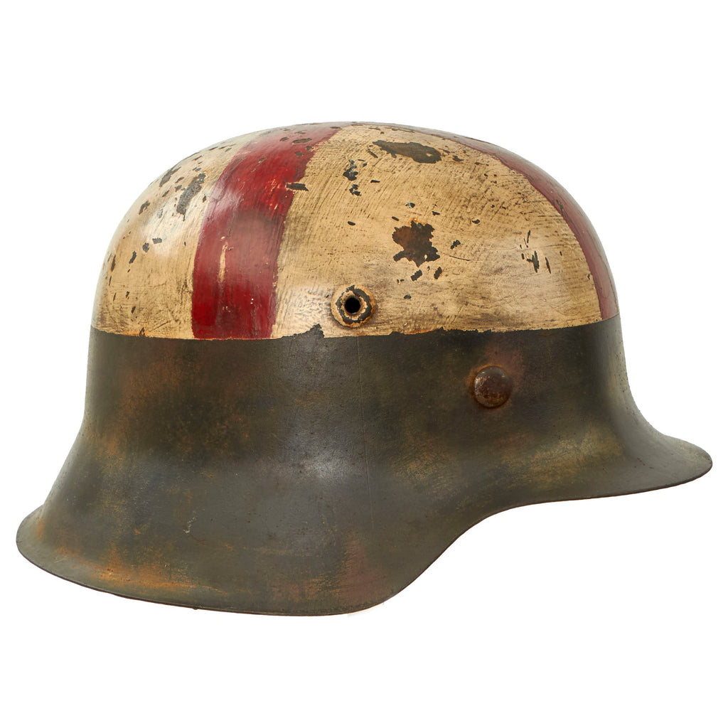Original German WWII M42 Luftwaffe Helmet with Replicated Medic Paint and 1943 Dated 52cm Liner - ckl60 Original Items
