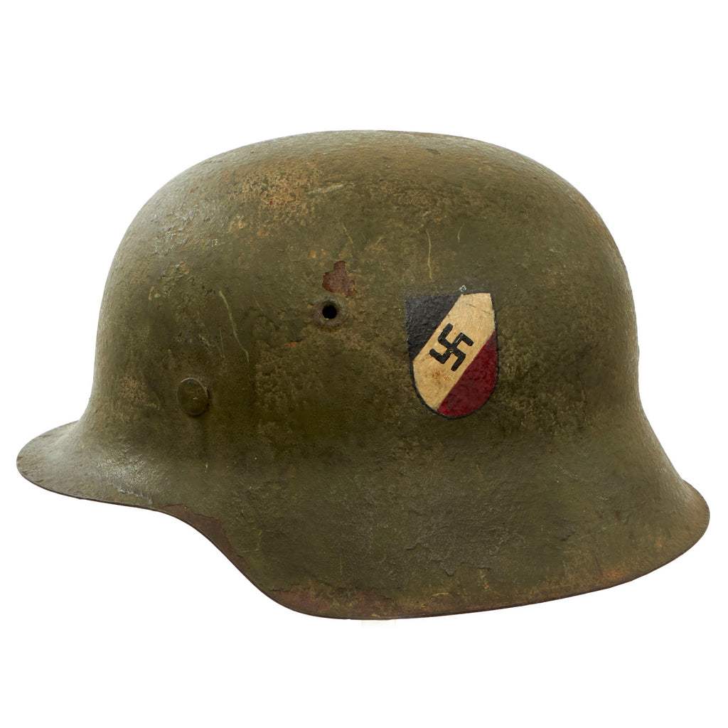 Original German WWII Named M42 Textured Paint Helmet with USGI Added Insignia and 1940 Dated 57cm Liner - stamped NS64 Original Items