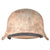 Original German WWII Refurbished M42 Army Heer Winter Camouflage Helmet with Aged Replica Liner and Chinstrap - stamped ET62 Original Items