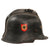 Original German WWII M34 Square Dip Fire Luftschutz Protection Police Helmet Shell with Double Decals & Comb Original Items