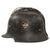 Original German WWII M34 Square Dip Fire Luftschutz Protection Police Helmet Shell with Double Decals & Comb Original Items