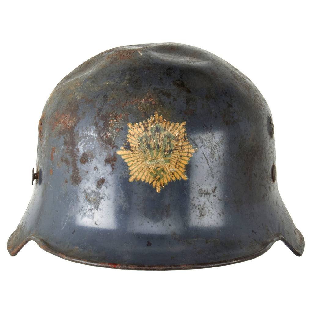 Original German WWII Early M34 Civic Square Dip RLB Air Defense Steel Helmet with Liner Original Items