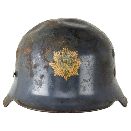 Original German WWII Early M34 Civic Square Dip RLB Air Defense Steel Helmet with Liner Original Items