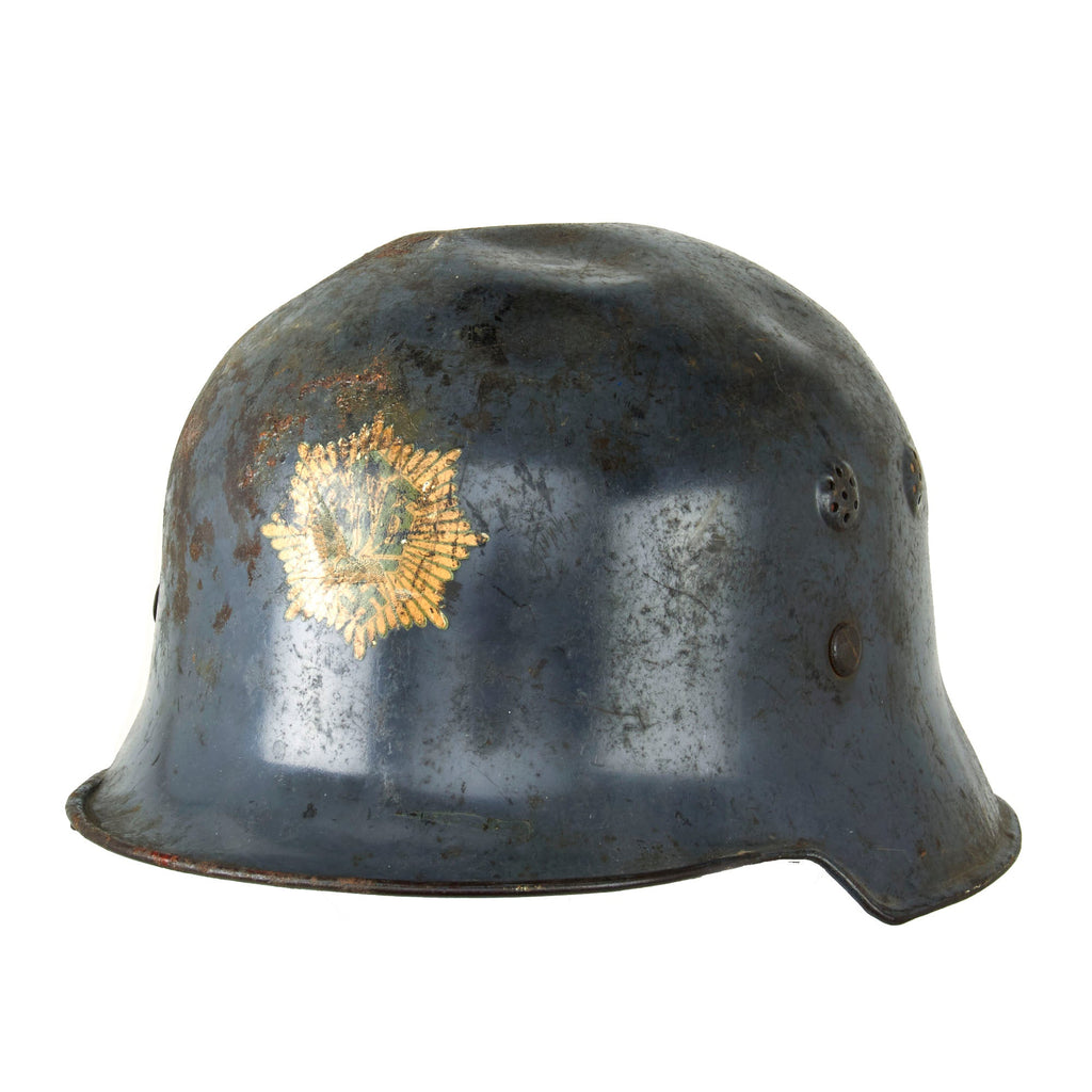 Original German WWII Early M34 Civic Square Dip RLB Air Defense Steel Helmet with Liner Original Items