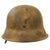 Original German WWII Luftwaffe M42 Single Decal Camouflage Overpaint Helmet with 1944 Dated 56cm Liner and Replica Chinstrap - Stamped ckl64 Original Items